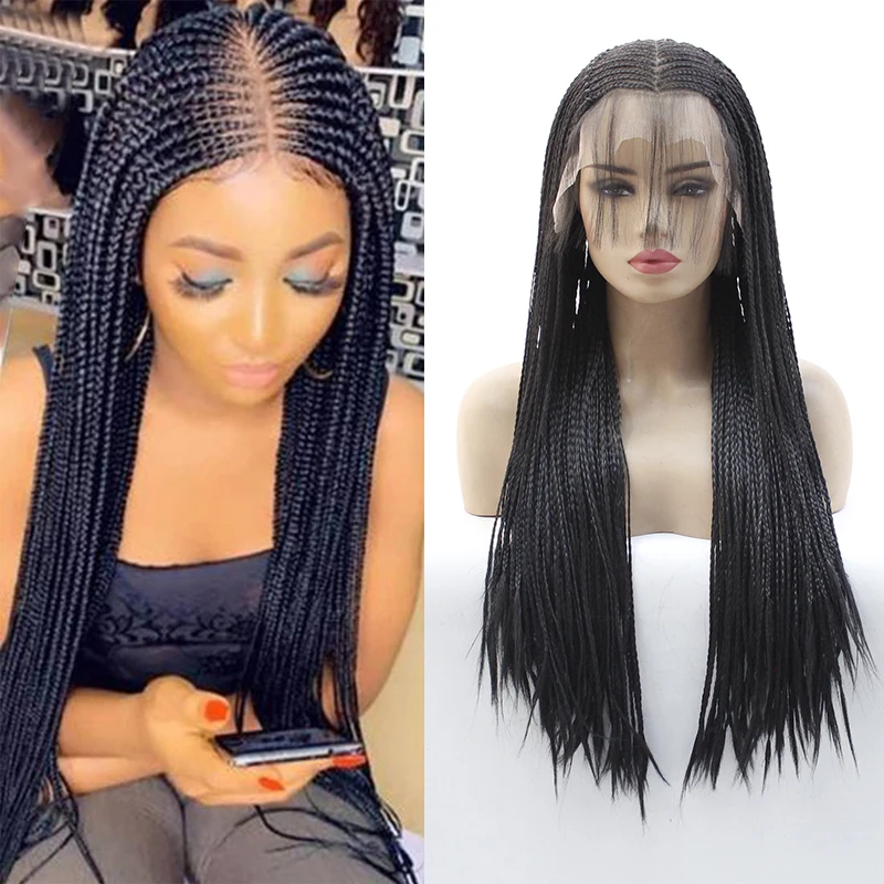 

13*6 Lace Front Wig With Baby Hair Box Braids Hand Braided Wigs Braided Wigs Natural Hairline Lightweight Braiding Wig