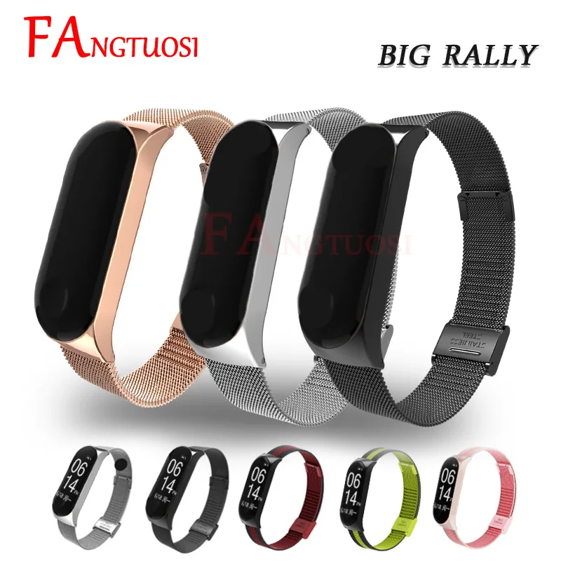 FANGTUOSI mi band 3 4 металлический ремешок для Xiaomi mi Band 3 4 смарт-браслет ремешок из нержавеющей стали mi Band 4 3 ремешок на запястье