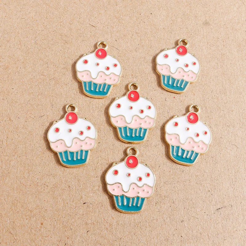

10pcs 17*22mm Alloy Enamel Summer Ice Cream Charms Pendants for Making DIY Necklaces Drop Earrings Jewelry Findings Accessories