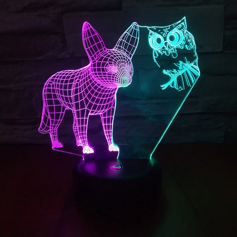 

Cartoon Amimal Owl 3d Night Light LED Optical Illusion Touch Table Lamp Multicolor Home Bedroom Decor