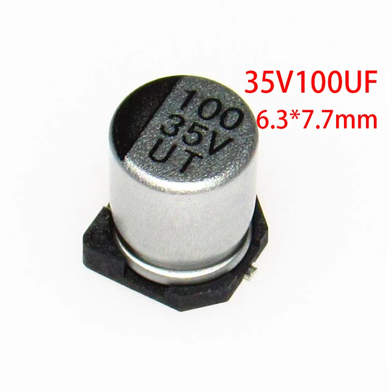 10 шт. электролитический конденсатор 35V100UF 6 3*7 7 мм SMD алюминиевый 100 мкФ 35В |