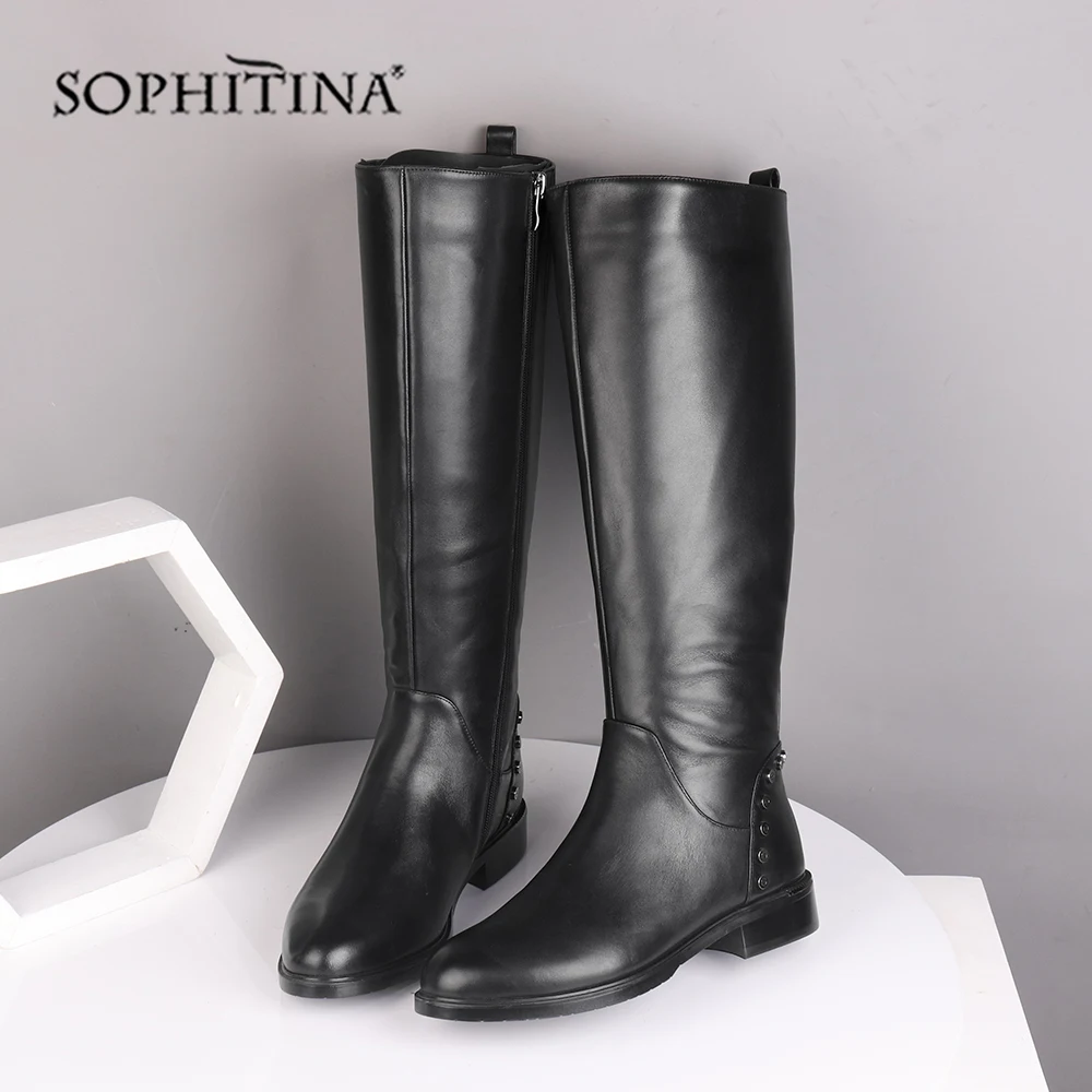 SOPHITINA/ботинки специального дизайна Удобная Высококачественная обувь из натуральной кожи с круглым носком