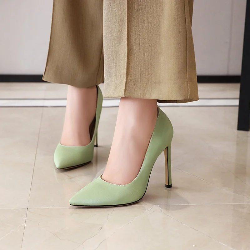 

Fanyuan Heels Plus Size 31-46 Women Pumps High Heel Women Shoes Fashion Wedding Solid Color Pointed Toe Slip On Mujer Zapatos