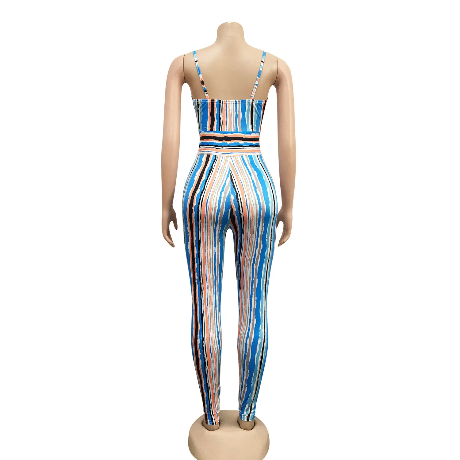 

Sexy Women Summer Jumpsuit Sleeveless Camis Rompers Female Streetwear Overalls Bodycon Bodysuit Women Striped Jumpsuits