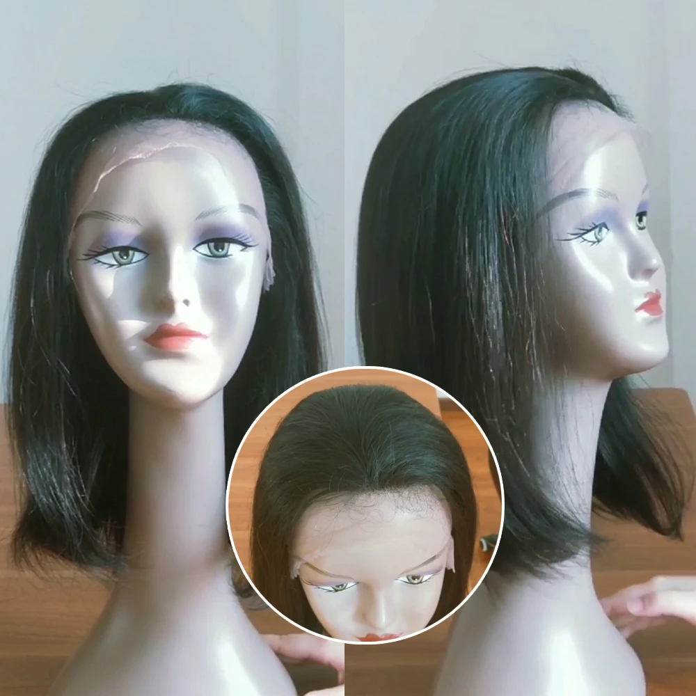 Парик Короткие парики из человеческих волос Bone прямой с детскими волосами 11x2 - Фото №1
