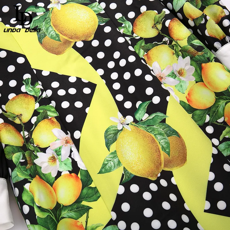 

LD LINDA DELLA Ruffles Elegant Polka Dots Fruit Print Mini Dress Women Fashion Designer 2021 Autumn Vintage Shirt style Dress