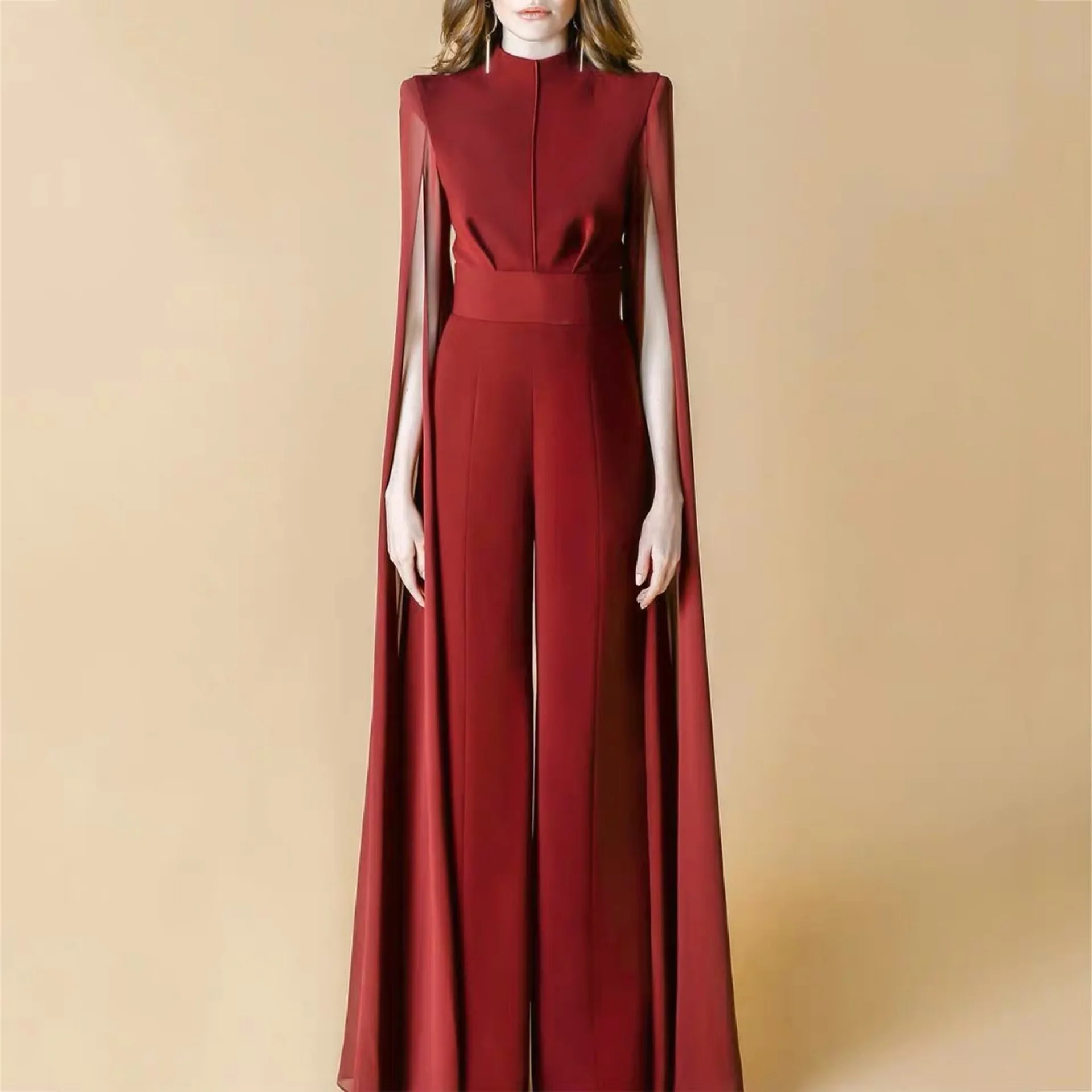 Женский Длинный комбинезон с широкими штанинами вечерние комбинезоны рукавом