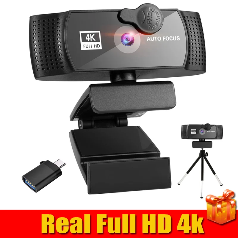 

4K Webcam Full HD 2K 1K 1080P 480P with Microphone USB Plug Web Cam Mini Camera for PC Computer Mac Laptop Desktop Skype YouTube