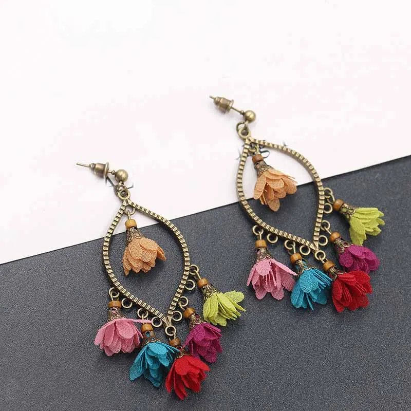 2021 элегантные женские богемные серьги с цветами из сплава в виде лепестков