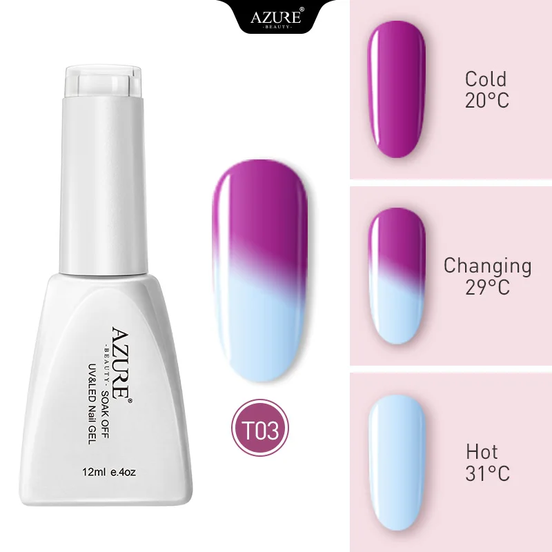 Azure Beauty Chameleon Thermo UV Gel Nail Polish Soak Off Changing Color Led Nail Lacquer Long Lasting Glitter Nail Gel Varnish