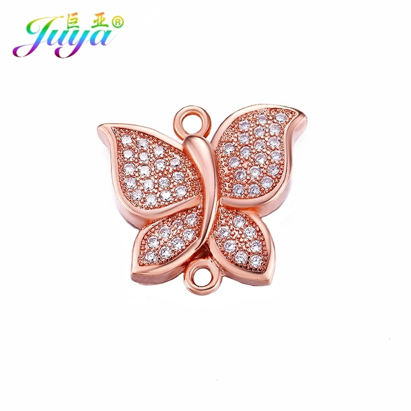 Juya DIY принадлежности для сережек для изготовления ювелирных изделий проложенный циркониевый Круг Бесконечность металлический соединитель Подвески Браслеты Серьги Аксессуары - Цвет: Rose Gold