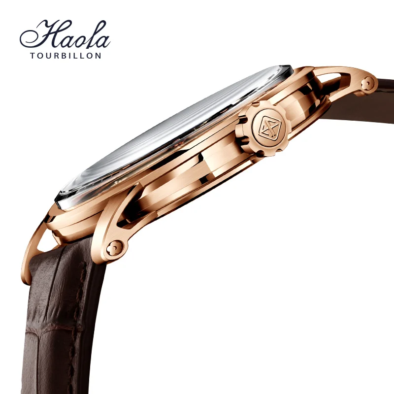 Фото Мужские часы Haofa Luxury с настоящим турбийоном, механические, с ручным заводом, сапфировым стеклом, скелетонизированные, светящиеся, для бизнеса, модель 1925B №4