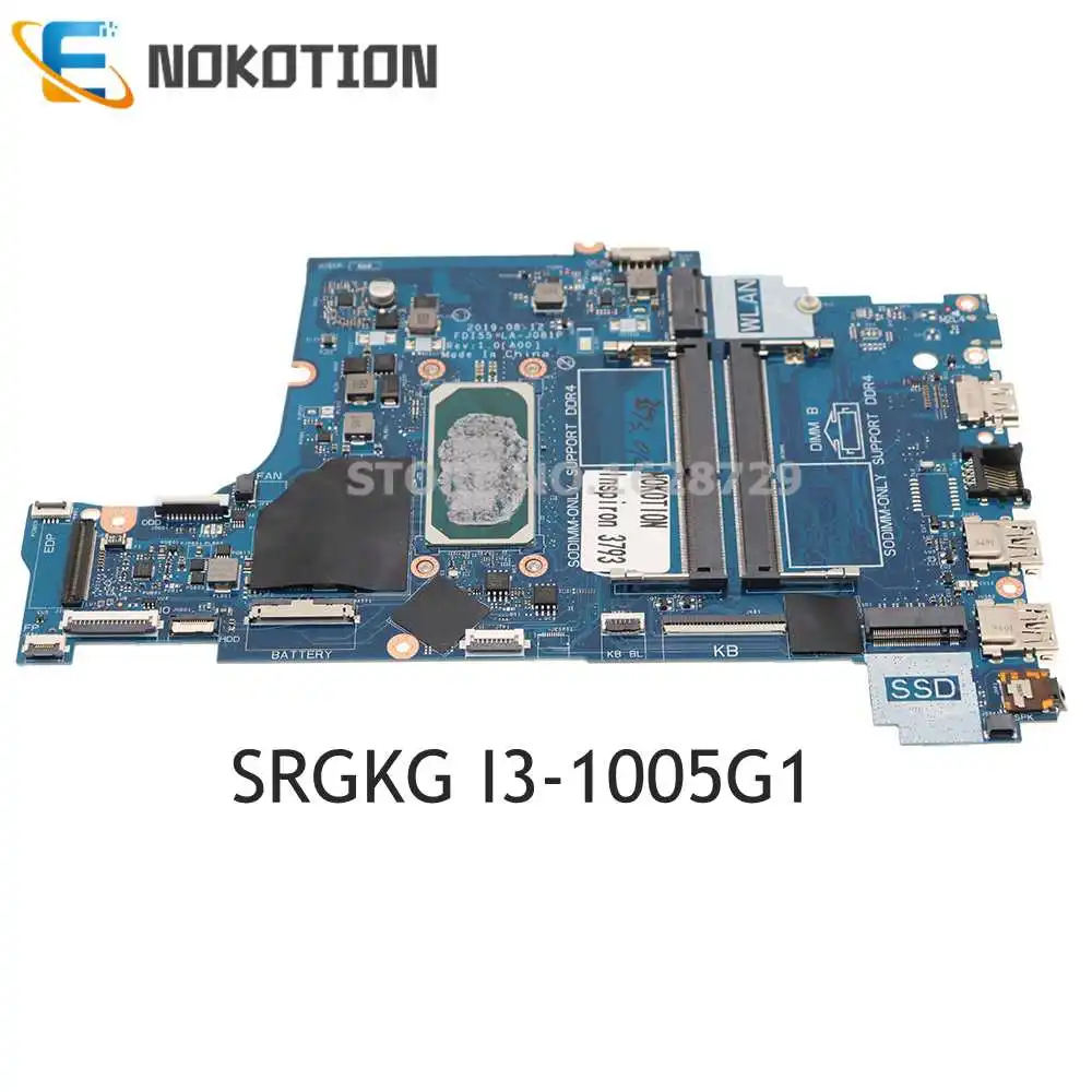 

NOKOTION For Dell Inspiron 17 3793 5593 Laptop Motherboard SRGKF I3-1005G1 CPU FDI55 LA-J081P CN-07TKJ3 07TKJ3 7TKJ3