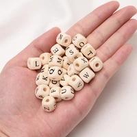200pcs square natural wood letter beads 10mm alphabet spacer loose beads for jewelry making diy handmade bracelet accessories