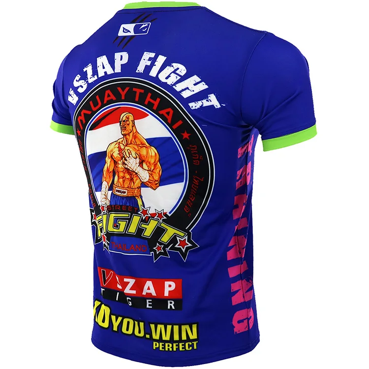 VSZAP MMA Muay шорты для тайского бокса Muay Thai Muscle Мужская Спортивная Футболка тренировочный костюм дышащая одежда MMA рубашка одежда для бокса