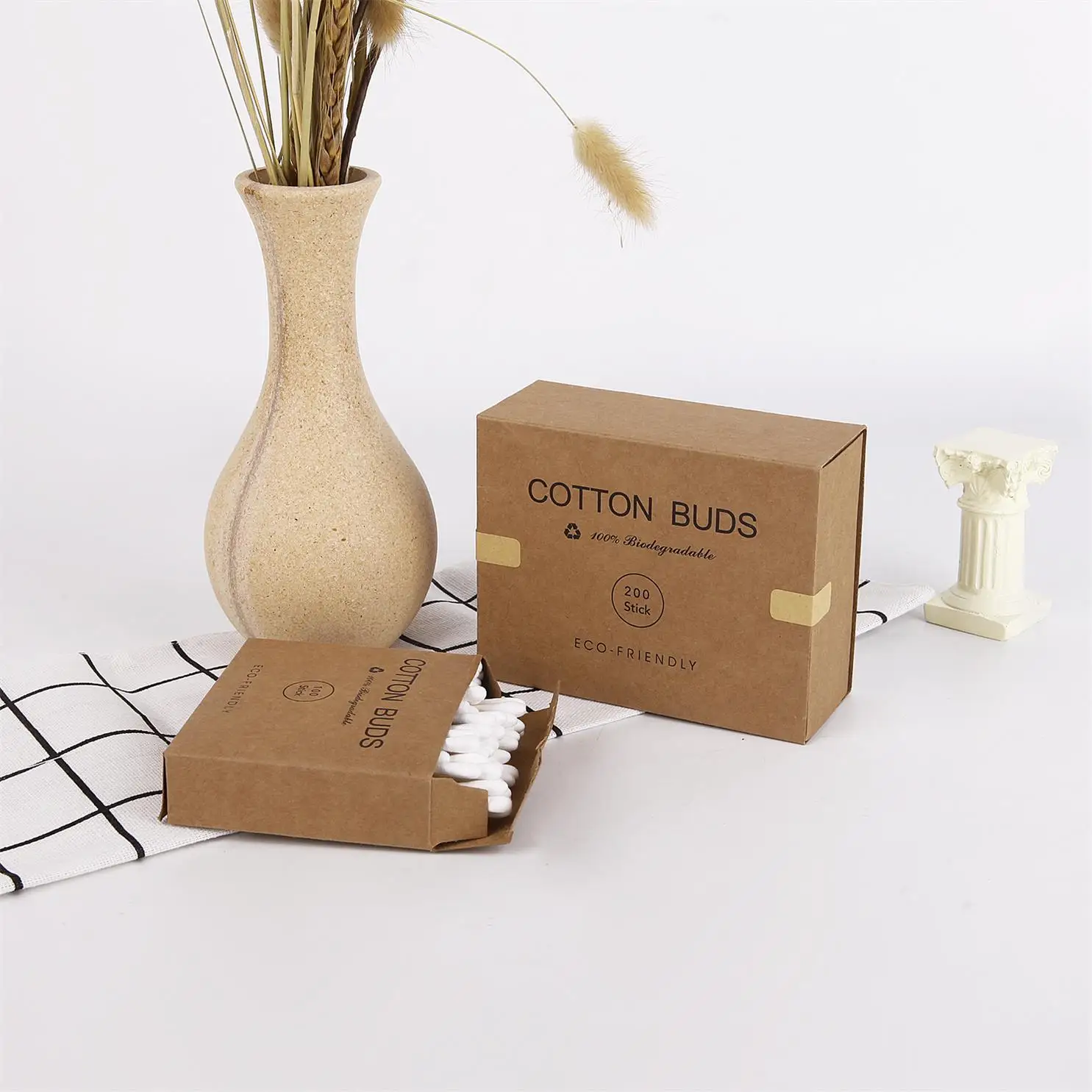 

100/200pcs Eyebrow Makeup Cotton Swab Wood Sticks Disposable Double Head Cotton Buds Nose Ears Cleaning Health Care Tools
