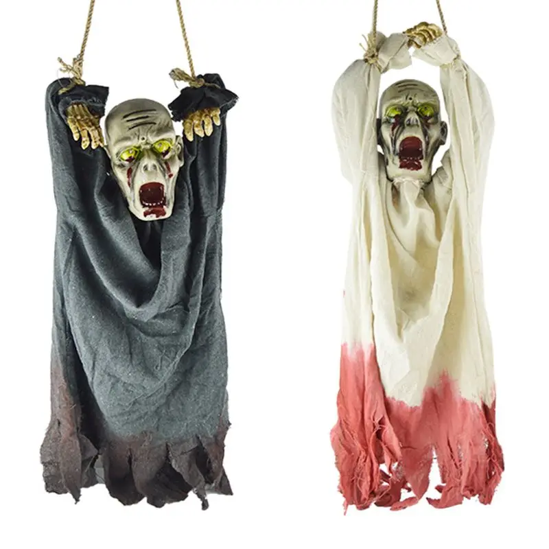 

Y1UU Hanging Horror Skeleton Ghost Prop Devil Electric Ghost Doll Scary Face Creepy Accessory for Halloween Items Toy Decoration