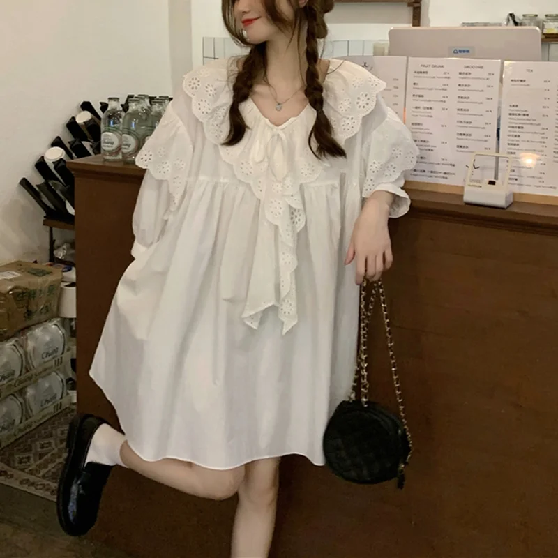 

Fairycore Mini White Dress Women Korean Fashion Kawaii Evening Birthday Party Dress Elegant Chic Designer Prom Dresses 2021 Fall