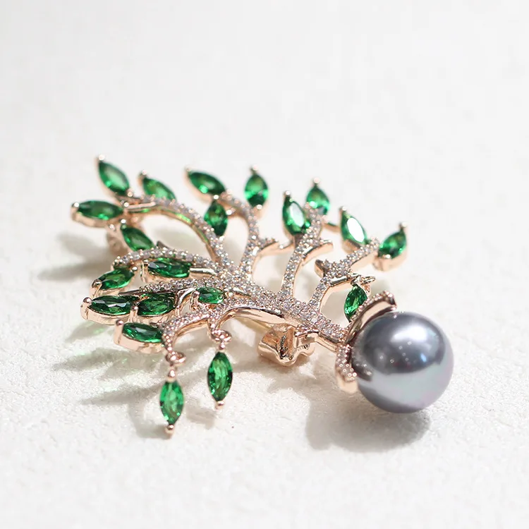 Зимняя Новинка изысканный камень зеленое дерево брошь инкрустированная