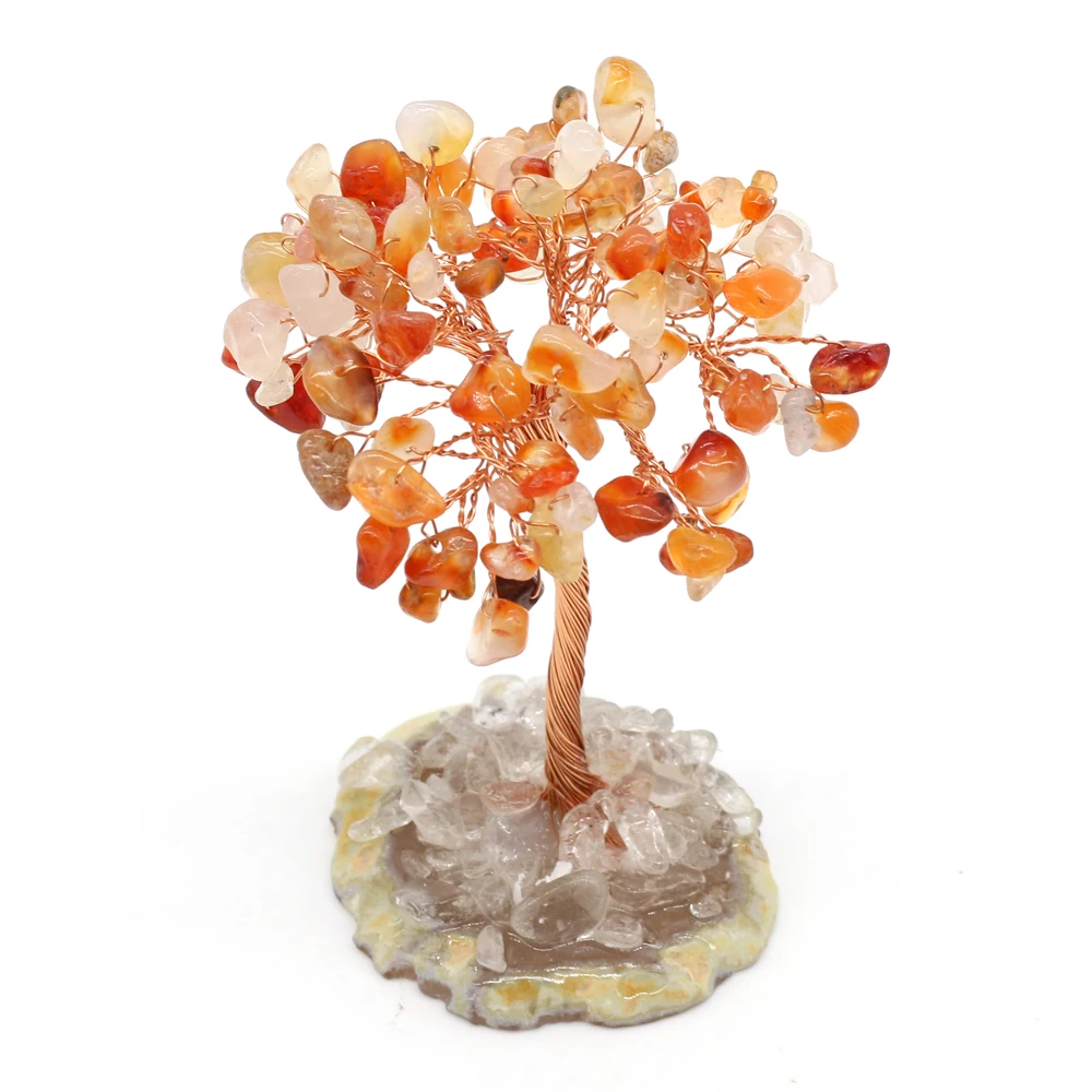 

Fashion Ornaments Natural Stone Red Agate Gravel Tree Of Life Home Ornaments for Decorating Study Bedrooms Rooms Toilets Etc