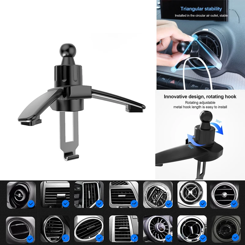 

1pc Car Holder Clip Air Vent Universal 17mm Ball Head 360 Gravity Windshied Stand Bracket Car Phone Holder Magnetic Support
