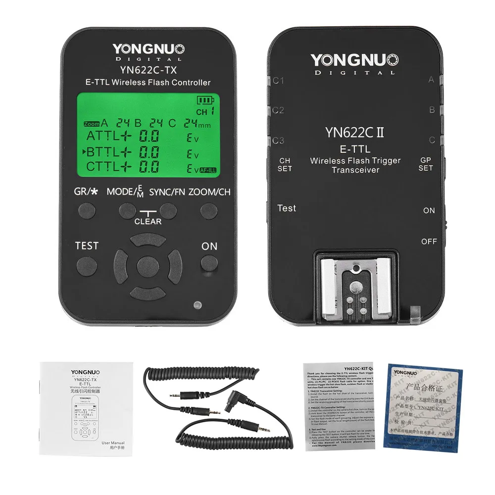Беспроводная YONGNUO ttl триггер для вспышки с YN622 YN-622C II C-TX комплект с Высокоскоростная синхронизация вспышка для фотокамер Speedlite HSS 1/8000s для Canon Камера 500D 60D 7D 5diii