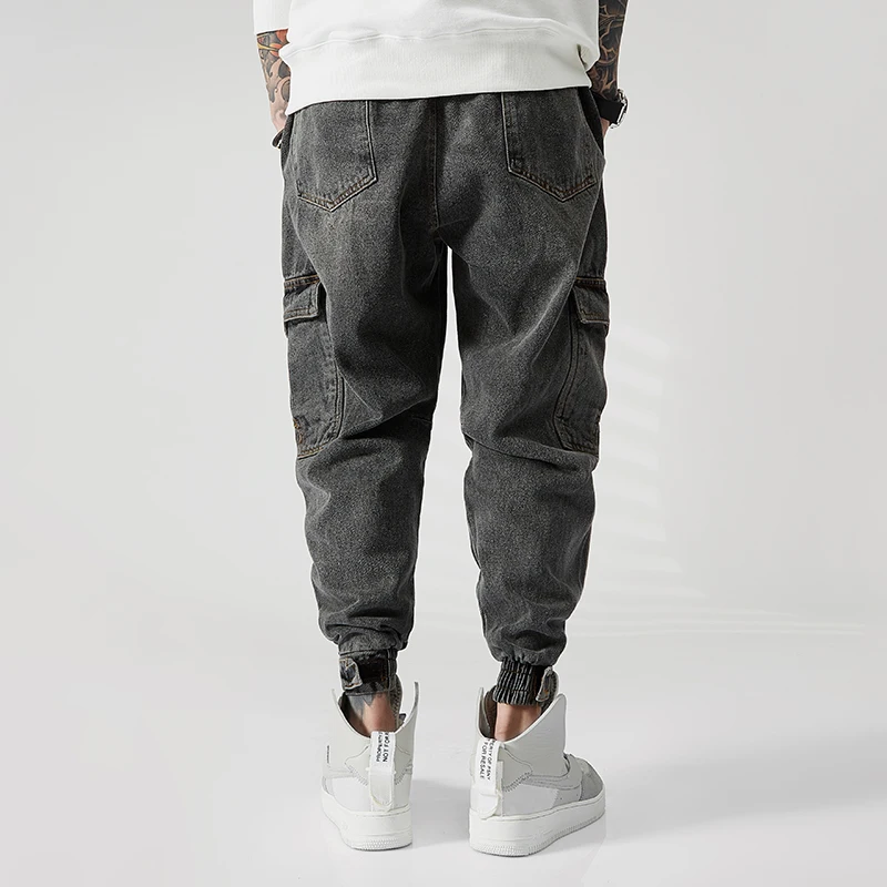 

Fashion Streetwear Men Jeans Loose Fit Big Pocket Denim Cargo Pants Homme Retro Blue Japanese Vintage Designer Hip Hop Jeans Men