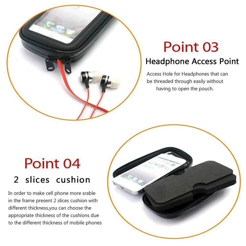 

Waterproof Bike Motorcycle Rearview Mirror Phone Holder Pouch 360 Degree Rotate For GPS Waze Motor Bracket Bag For iphone 12 11
