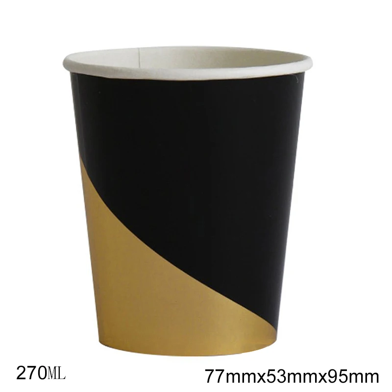 

Black Gold Party Supplies Party Plates Sets Cups Plates Birthday Party Cutlery for 8 People L9