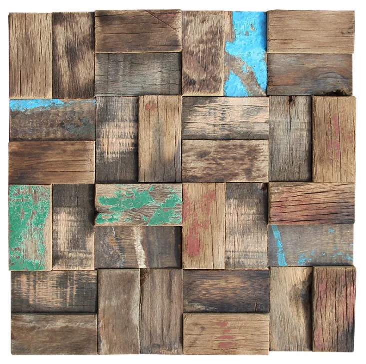 11 шт. древняя лодка окрашенная деревянная плитка заднего вида с 3D узором панель