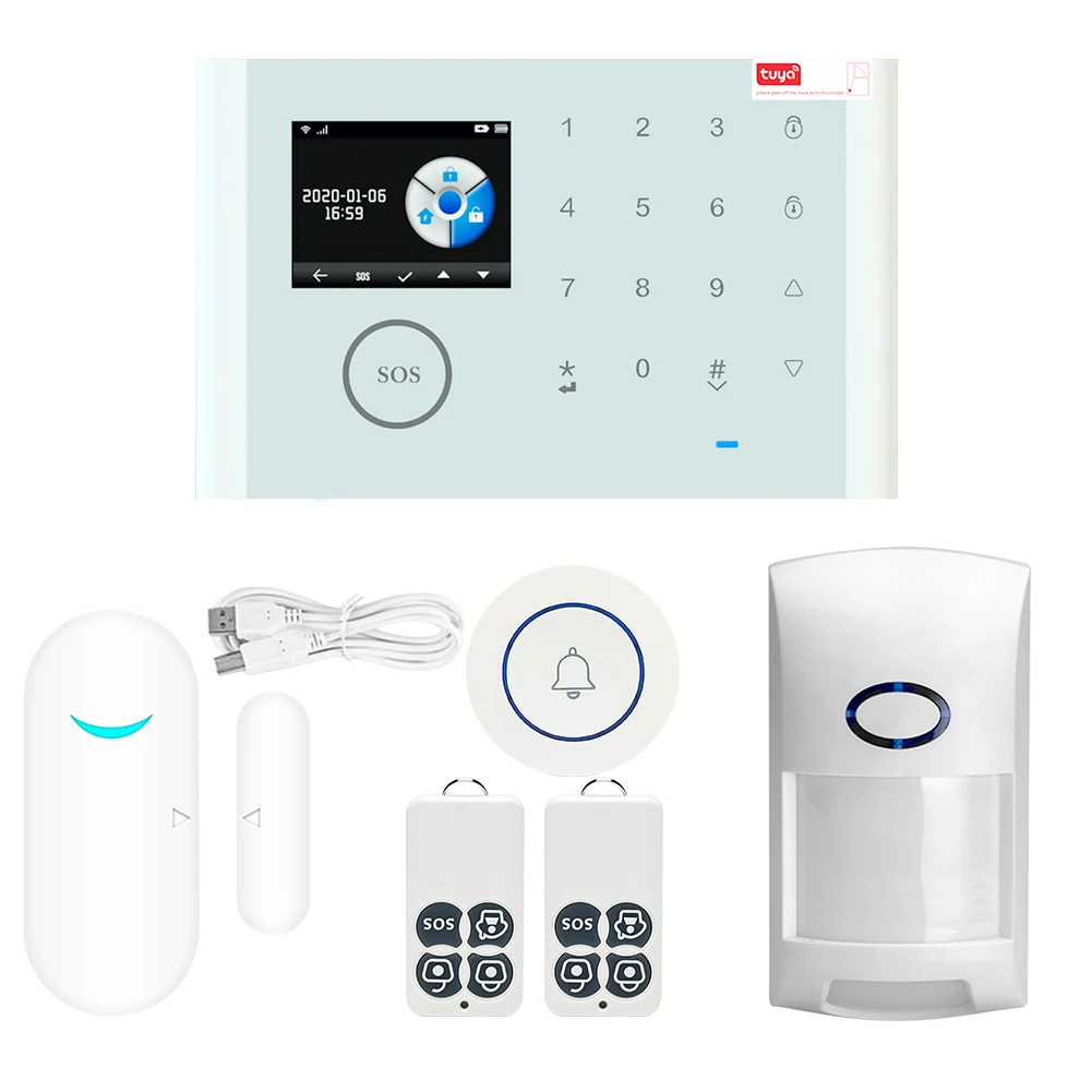 Сигнализация домашняя с TFT-экраном 2 4 дюйма Wi-Fi GSM датчиком движения и дыма |