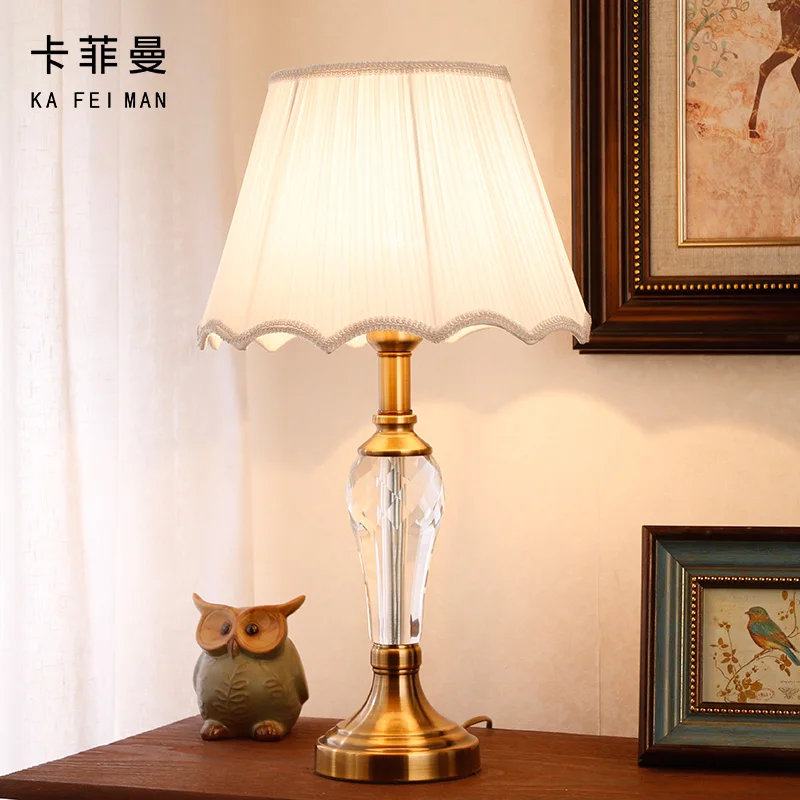 Хрустальная настольная лампа в американском стиле для спальни прикроватная