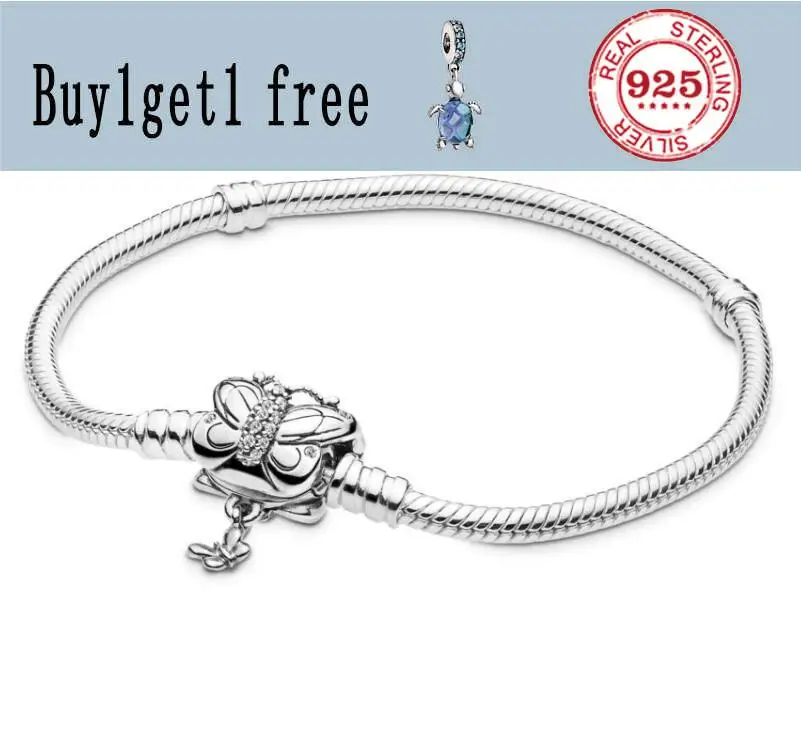 

Браслет pandora из серебра 925 пробы, с застежкой-бабочкой