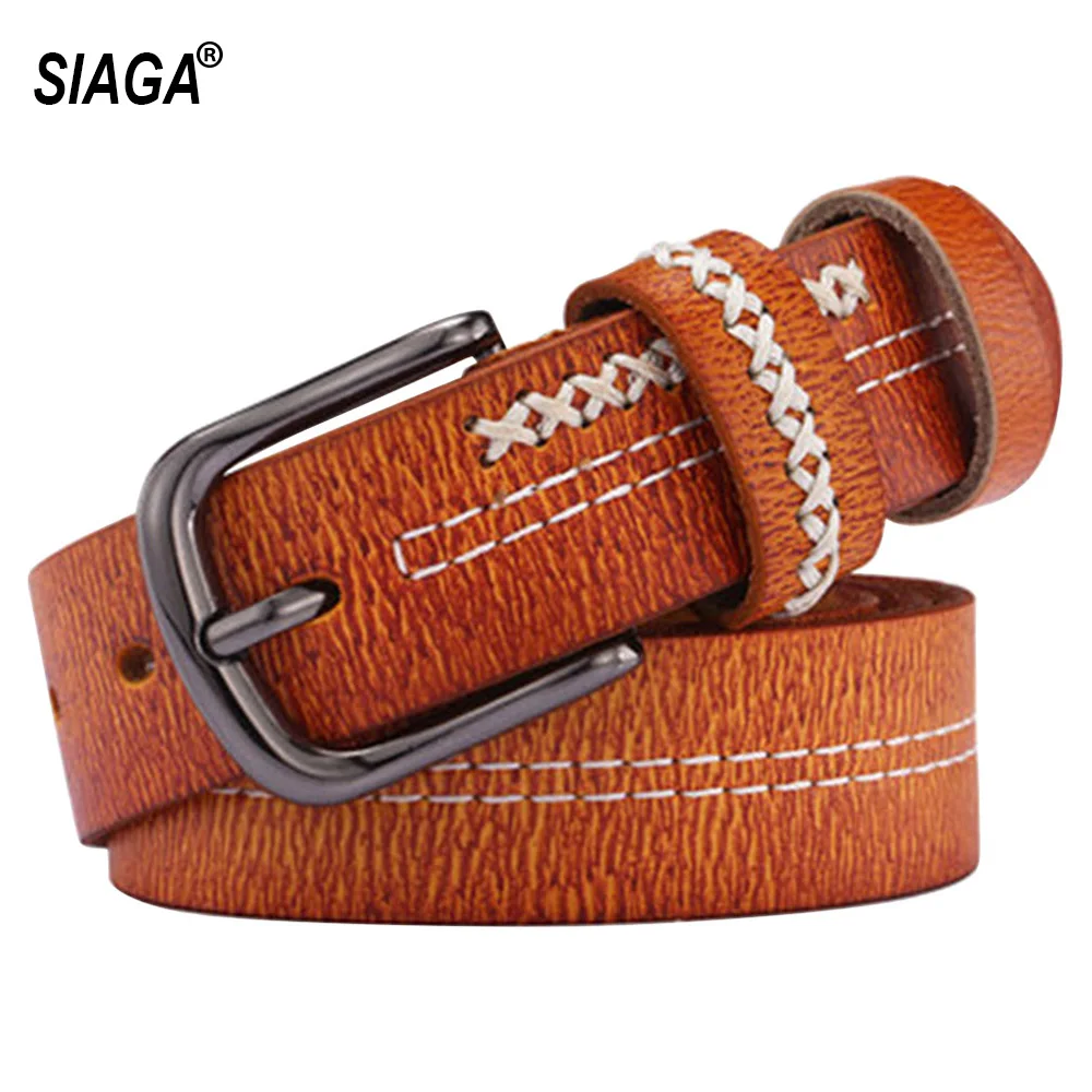 Unique Design Belt Quality Pure Cow Genuine Leather Belts Jeans 2.8cm Wide Female Fashion Brown Accessories FCO187