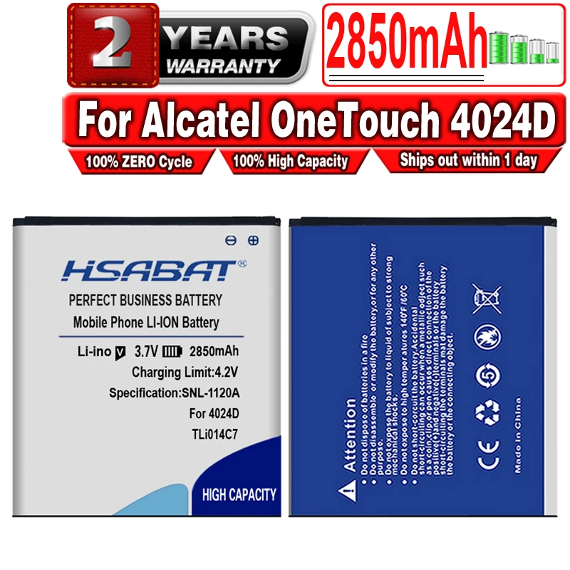 

HSABAT 100% новый 2850mAh TLi014C7 мобильный телефон аккумулятор для Alcatel OneTouch Pixi First 4024D 4,0 inc batteria