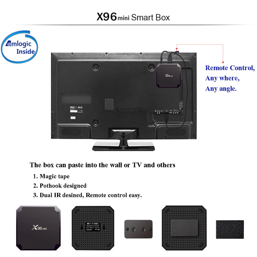 ТВ приставка X96 Mini на Android 7 1 сетевая смарт 2 ГБ 16 четырехъядерный Amlogic S905W 4 ГГц Wi Fi 9 0