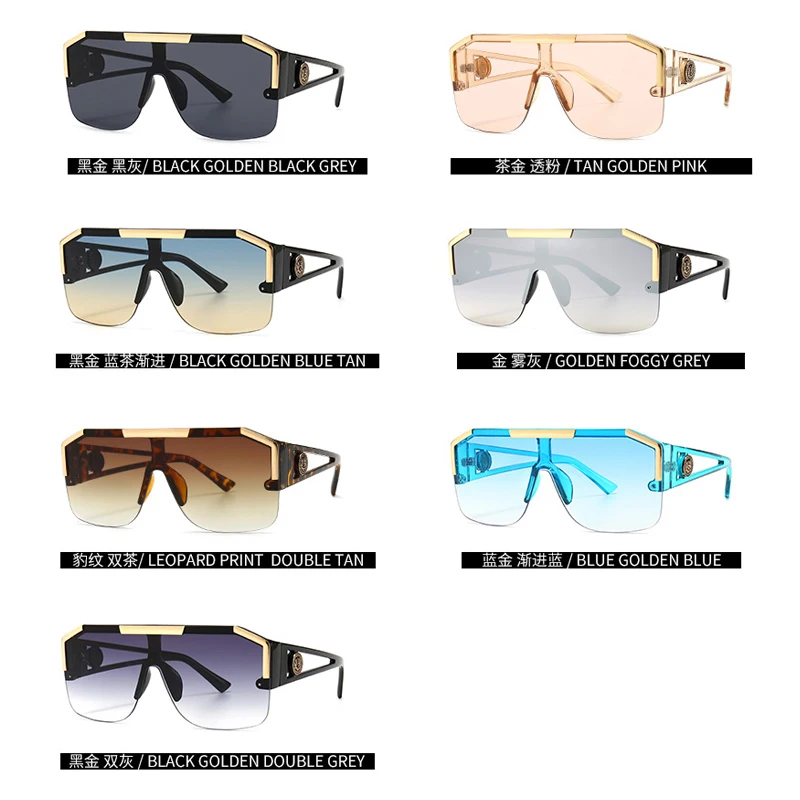 

AOZE 2020 New Shield Oversize Sunglasses Men Women Fashion Color Lens Alloy Frame High Quality Brand Designer Sunglasses UV400