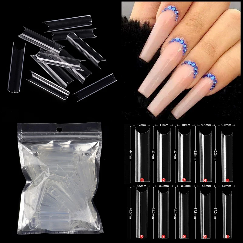 100pcsBag XXL Extra Straight Nail Tips Long Square Coffin False Nails C Curved ABS Fake Nails Manicure Salon Nail Art Tools