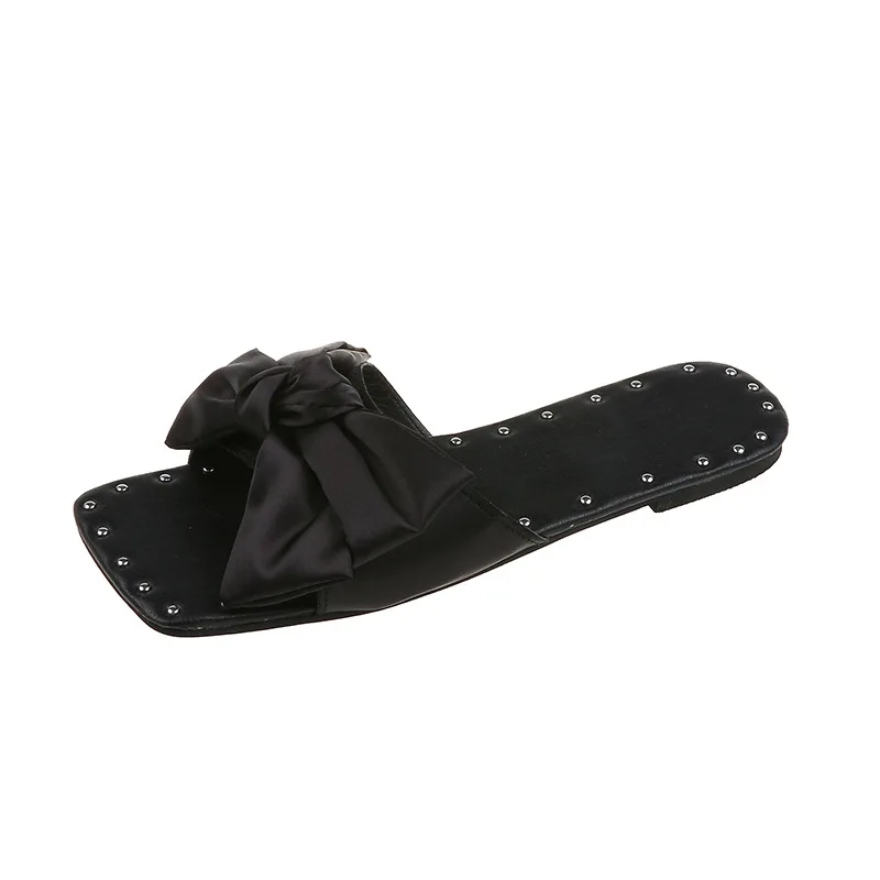 

Women Slippers Summer Solid Butterfly Knot Flat Heel Outdoor Slides Fashion Casual Beach Female Ladies Shoes Zapatos De Mujer