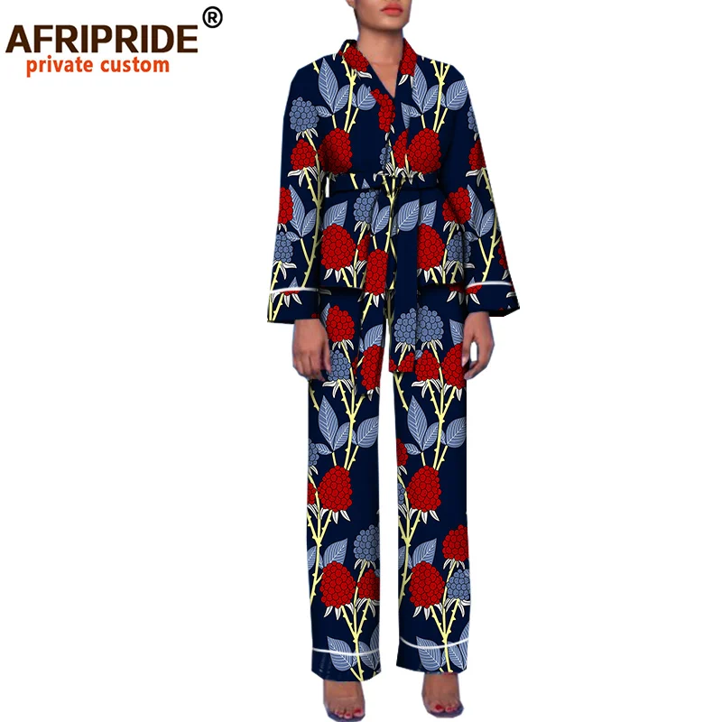 Осенняя женская пижама в африканском стиле AFRIPRIDE private custom Топ с длинным рукавом +