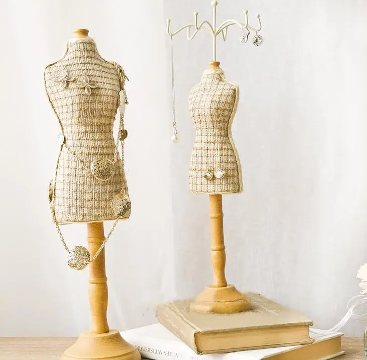 Два размера хлопок лен ткань белая модель Ювелирный стенд манекен корпус