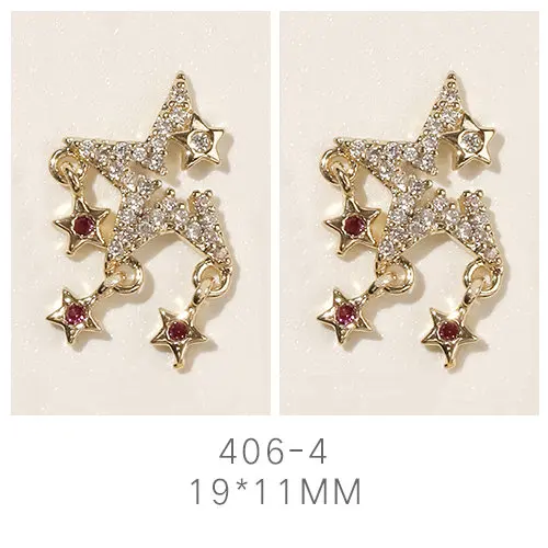 406-4 Последние 5 шт/партия металлические украшения для дизайна ногтей с роскошными цирконовые Стразы сплав для дизайна ногтей аксессуары из цирконов кулоны для ногтей - Цвет: 406-4