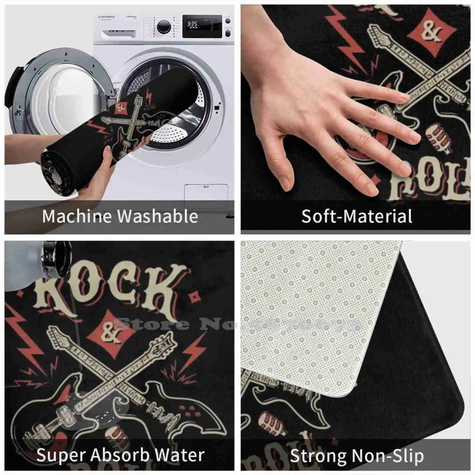 Мягкий Нескользящий 3D коврик Rock N Roll подкладка для ног губ рот I Love и Lover старая