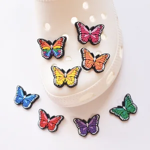 1pcs PVC Kawaii Croc Charms Butterfly Shoe Accessories Wings Decoration  Designer for Girls Women Ch