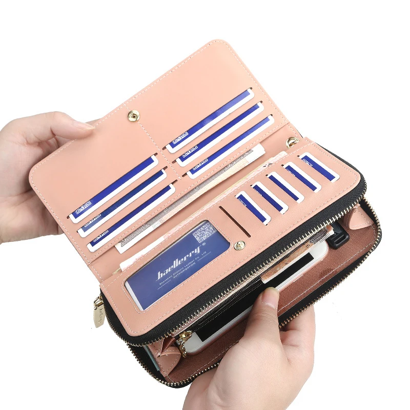 New Holographic Women Wallet Made Of Leather Top Quality Leather Long Card Holder Female Clutch Purse For Phone Zipper Money Bag