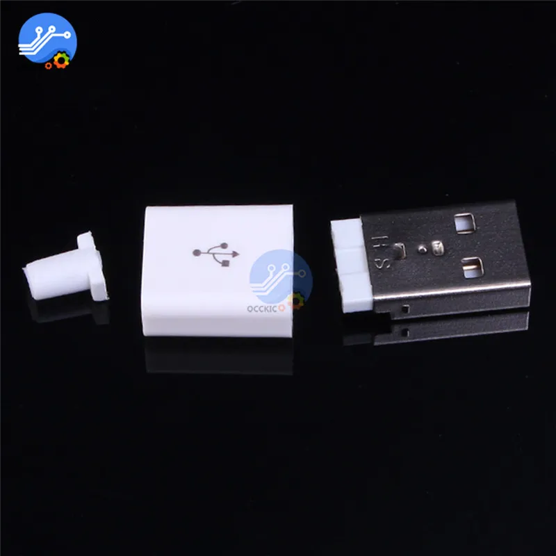 10 шт. комплект штекерных USB разъемов 5P 5pin 2 0 тип A DIY компоненты белый с пластиковой