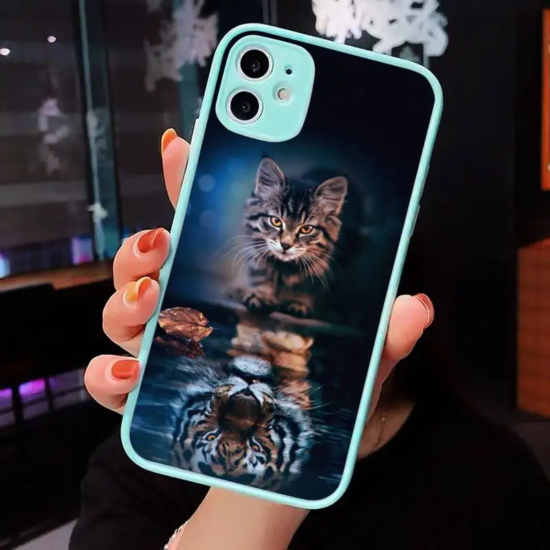 

Cat tiger dog lion Phone Case Clear Funda matte transparent For blue iPhone 7 8 x xs xr 11 12 pro plus max mini