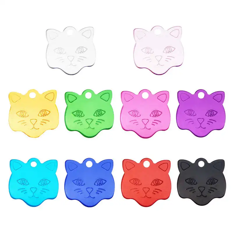 

Julie Wang 10PCS Blank Cat Head Tag Charms Aluminum Alloy Dog Pet ID Identity For Name Phone Number Jewelry Making Accessory