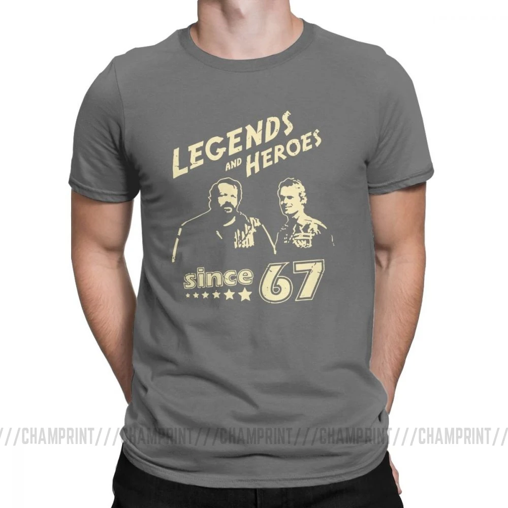 Темно-серый Мужские футболки Bud Spencer Legends And Hero Since 67, новинка, Теренс Хилл, топы с короткими рукавами и круглым вырезом, хлопковая футболка, идея подарка, футболка - Цвет: Темно-серый