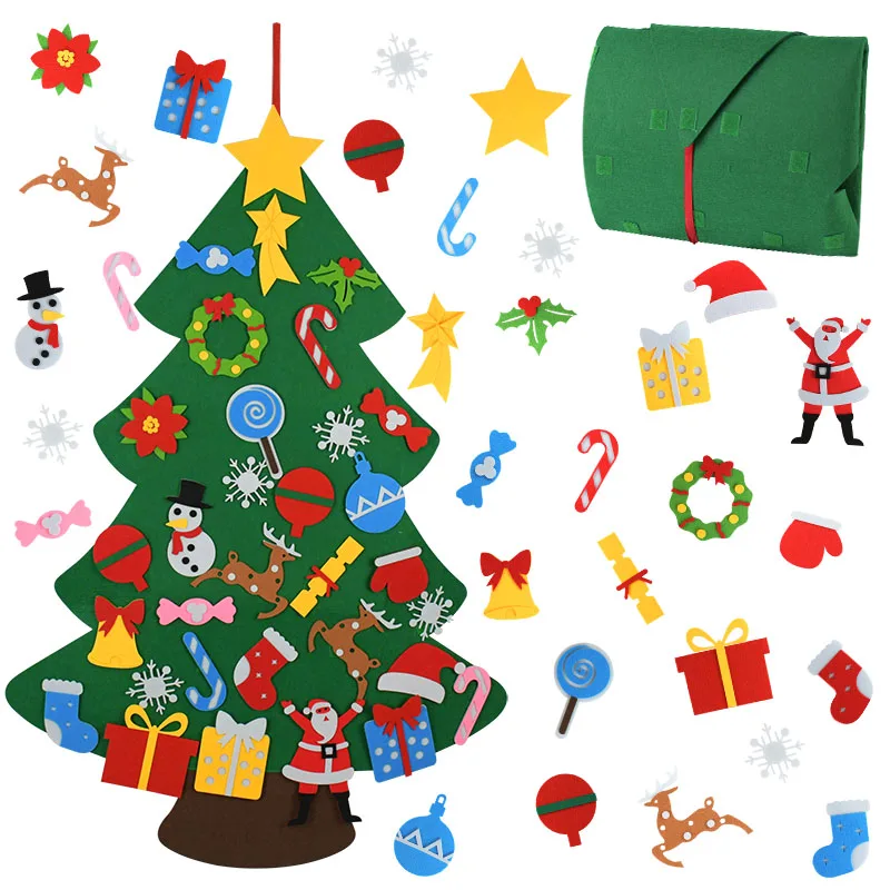Kids DIY Felt Christmas Tree New Year with Ornament Party Door Wall Hanging Decoration Children Favor Gift Supply | Дом и сад